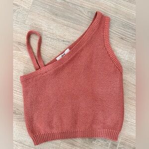 One Shoulder Pink Knitted crop top - XS